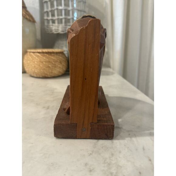 Vintage Hand Carved Bohemian Wooden Smiling Elephant Bookend 6.5"‎ Tall 8" Long - Picture 7 of 8